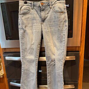 Democracy Ab Technology Jeans Distressed Fray Hem Kick Flare Lt Blue 4